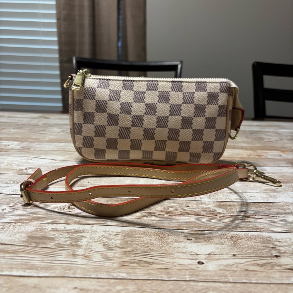 Checkered Beige Crossbody Bag
